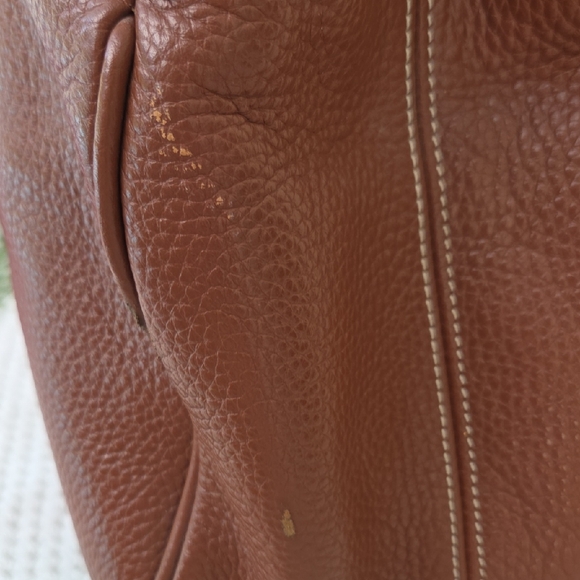 Tignanello Brown Cognac Pebbled Learher Shoulder Bag Purse - Picture 6 of 16